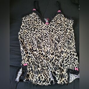 Betsey Johnson Animal Print Gown with Pink Bows
